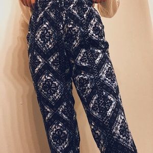 blue flowy hippy pants